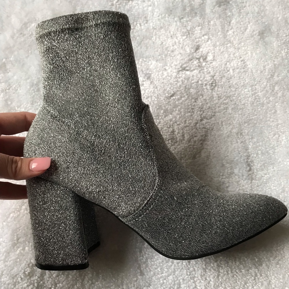 Silver shimmery booties